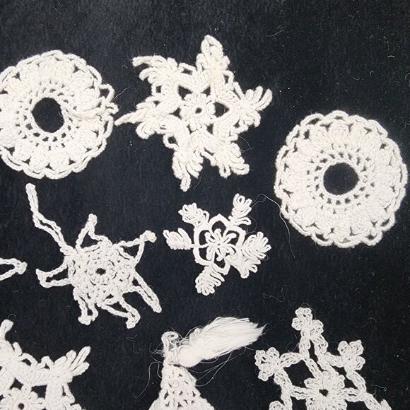 14 Handmade Crochet Snowflakes and Stars Christmas Ornaments Window Decor - Picture 3 of 8